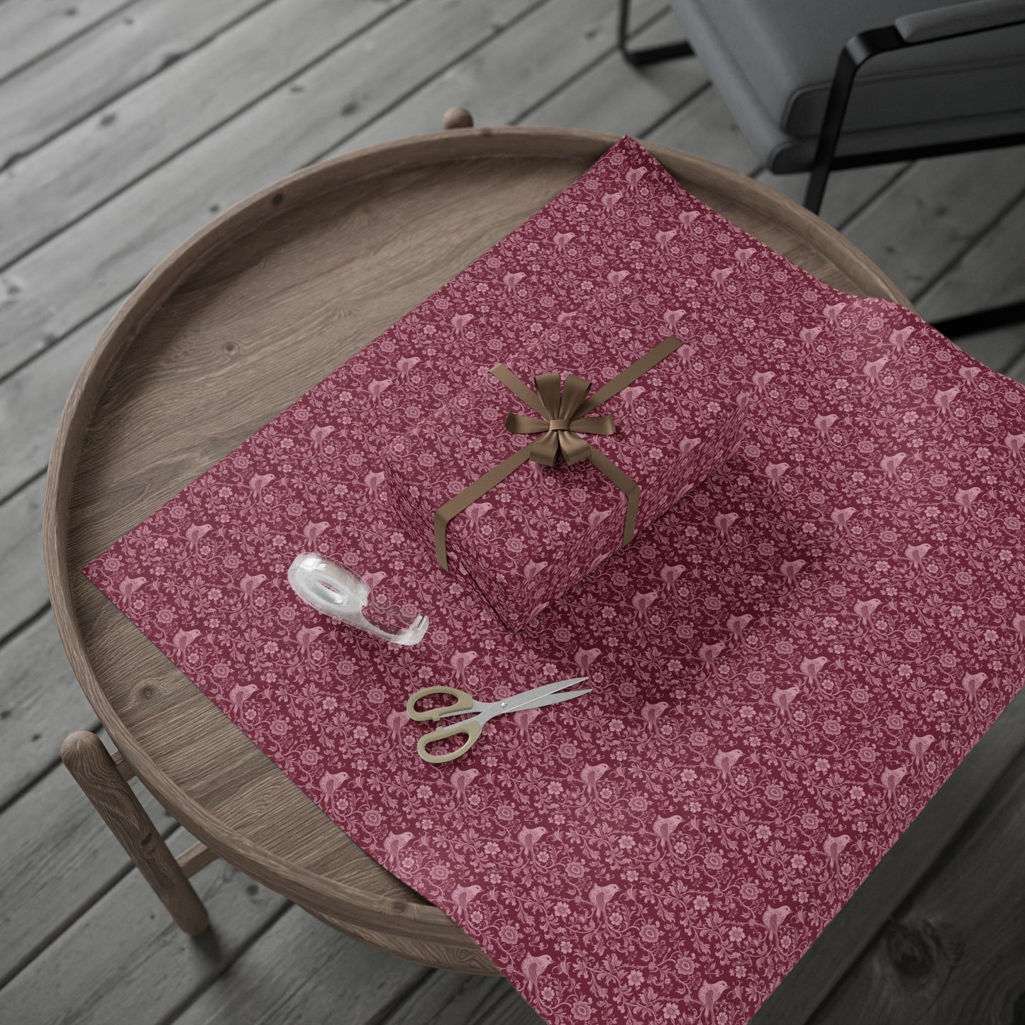 Ruby Toned Rococo Vines Gift Wrap