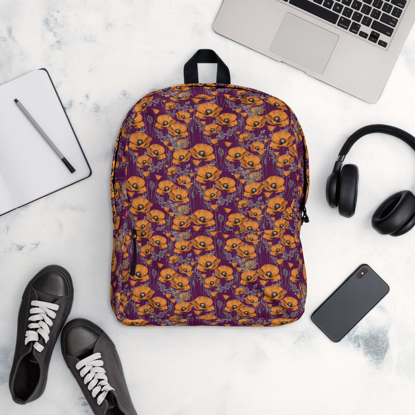 California Poppies Backpack for Kids in Purple