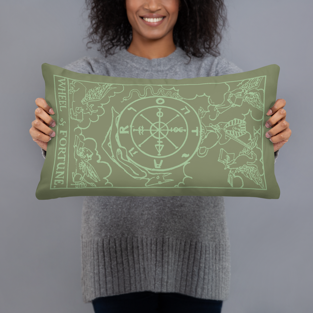 The Wheel of Fortune Tarot Card Throw Pillow