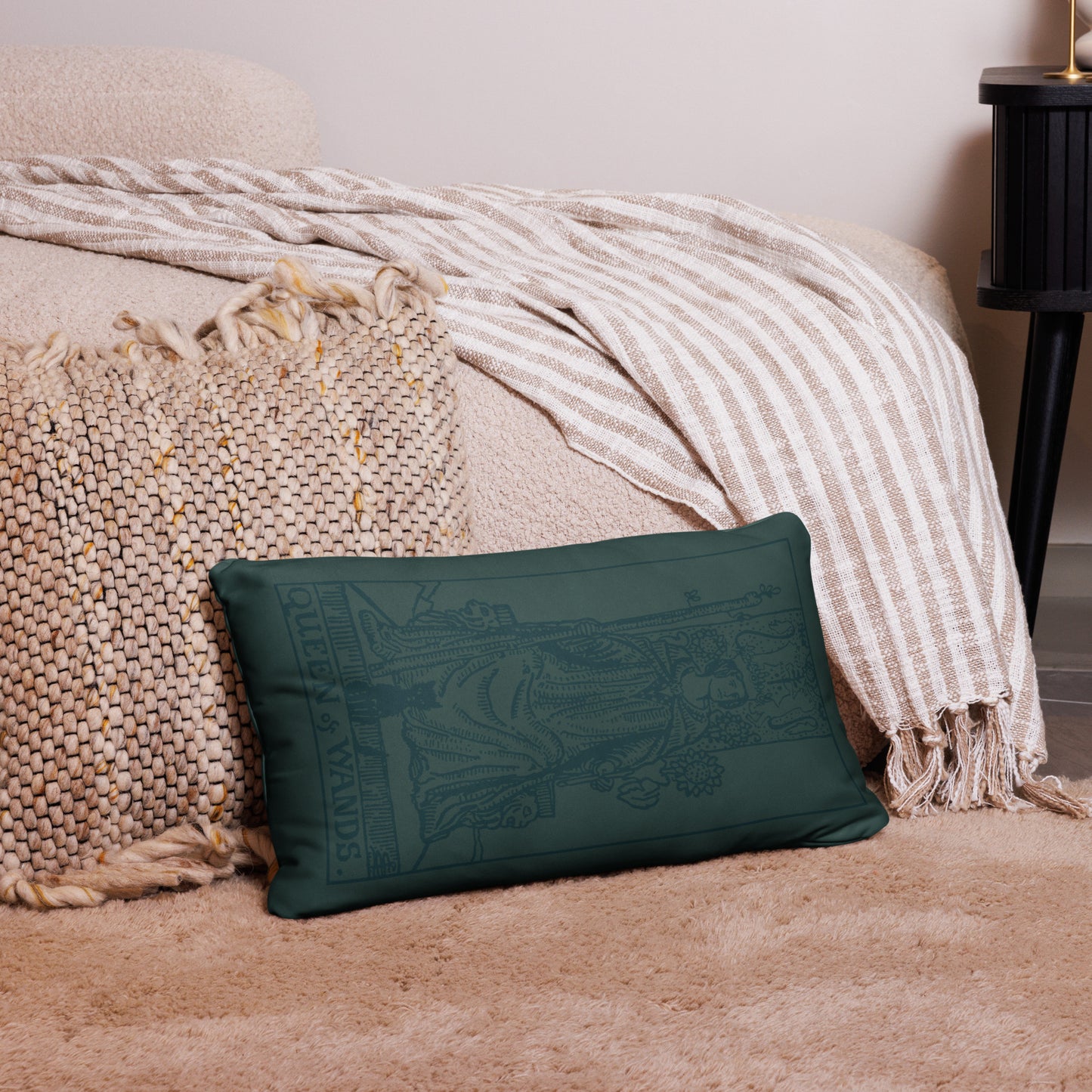 Queen of Wands Card Throw Pillow