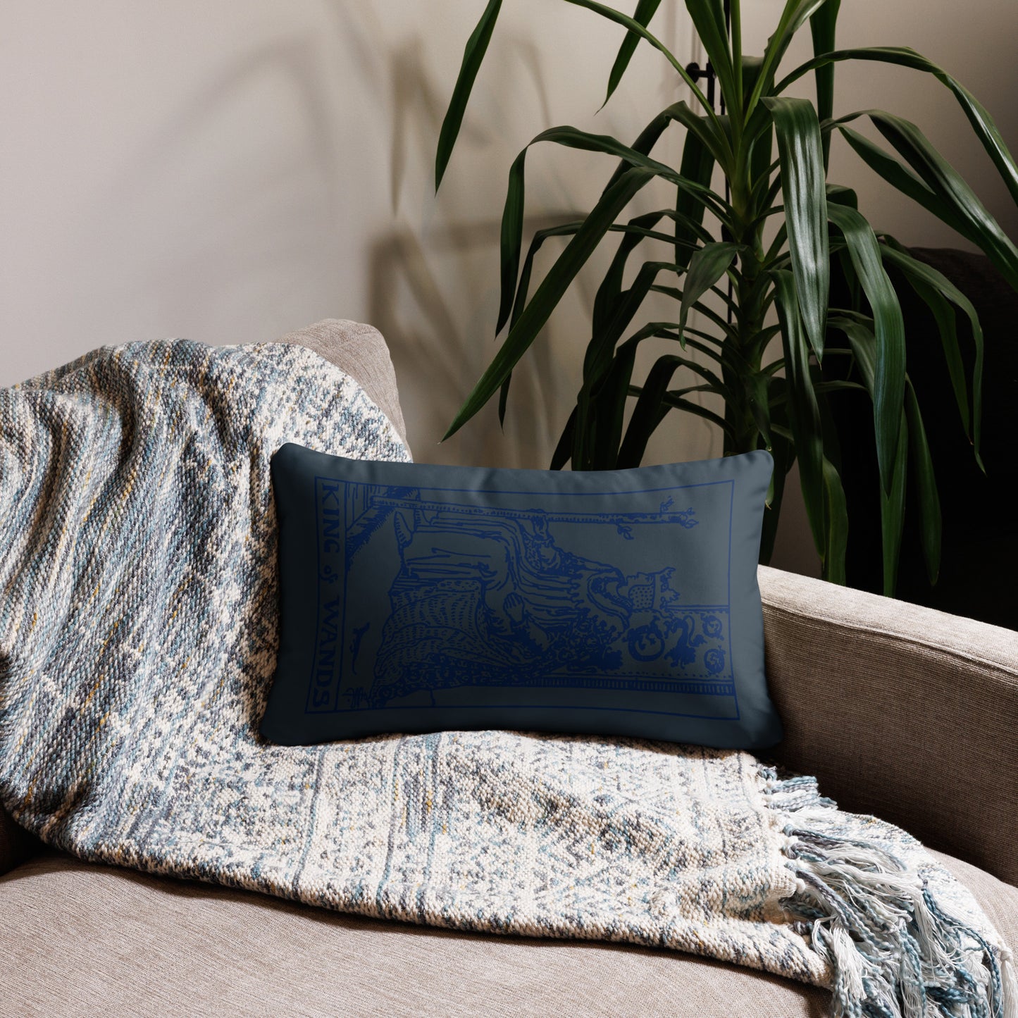 King of Wands Tarot Card Throw Pillow