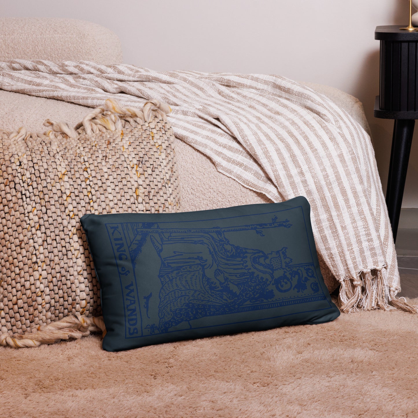 King of Wands Tarot Card Throw Pillow