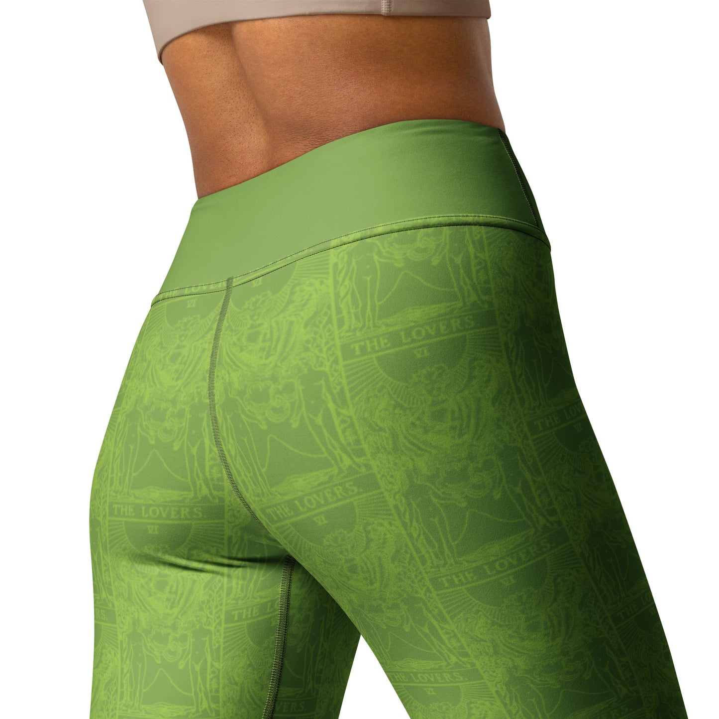 The Lovers Tarot Card Yoga Leggings in Green