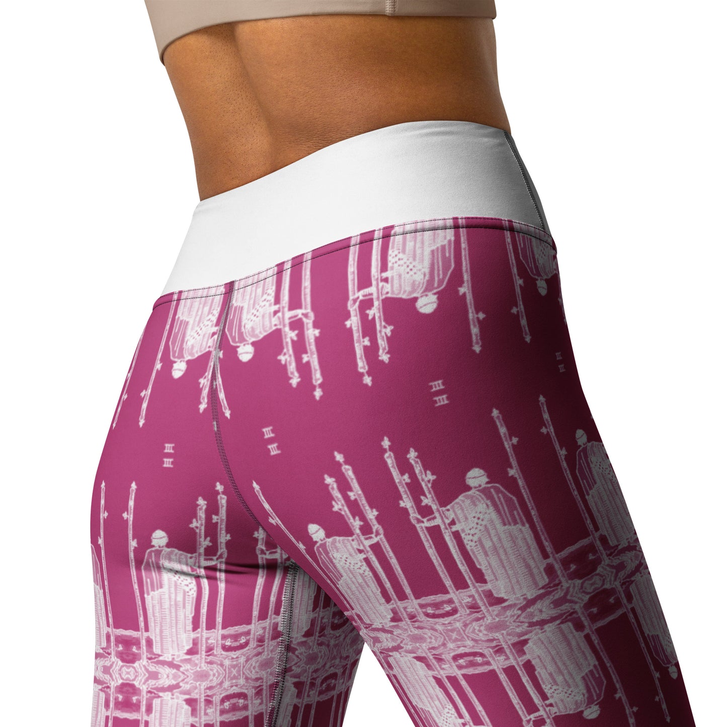 Original Three of Wands Tarot Card Leggings - White