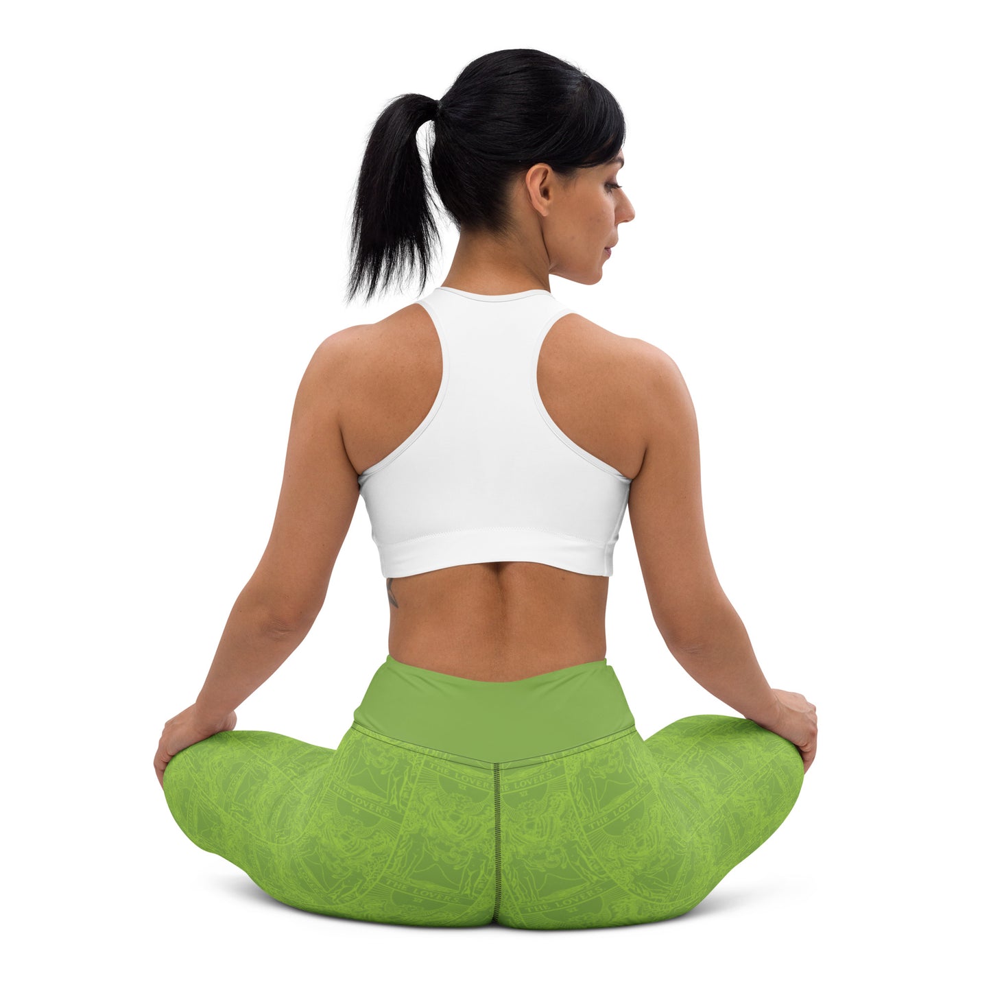 The Lovers Tarot Card Yoga Leggings in Green