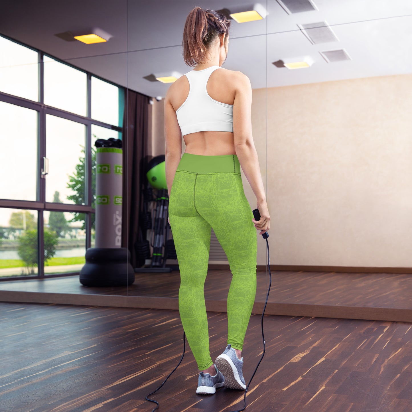 The Lovers Tarot Card Yoga Leggings in Green
