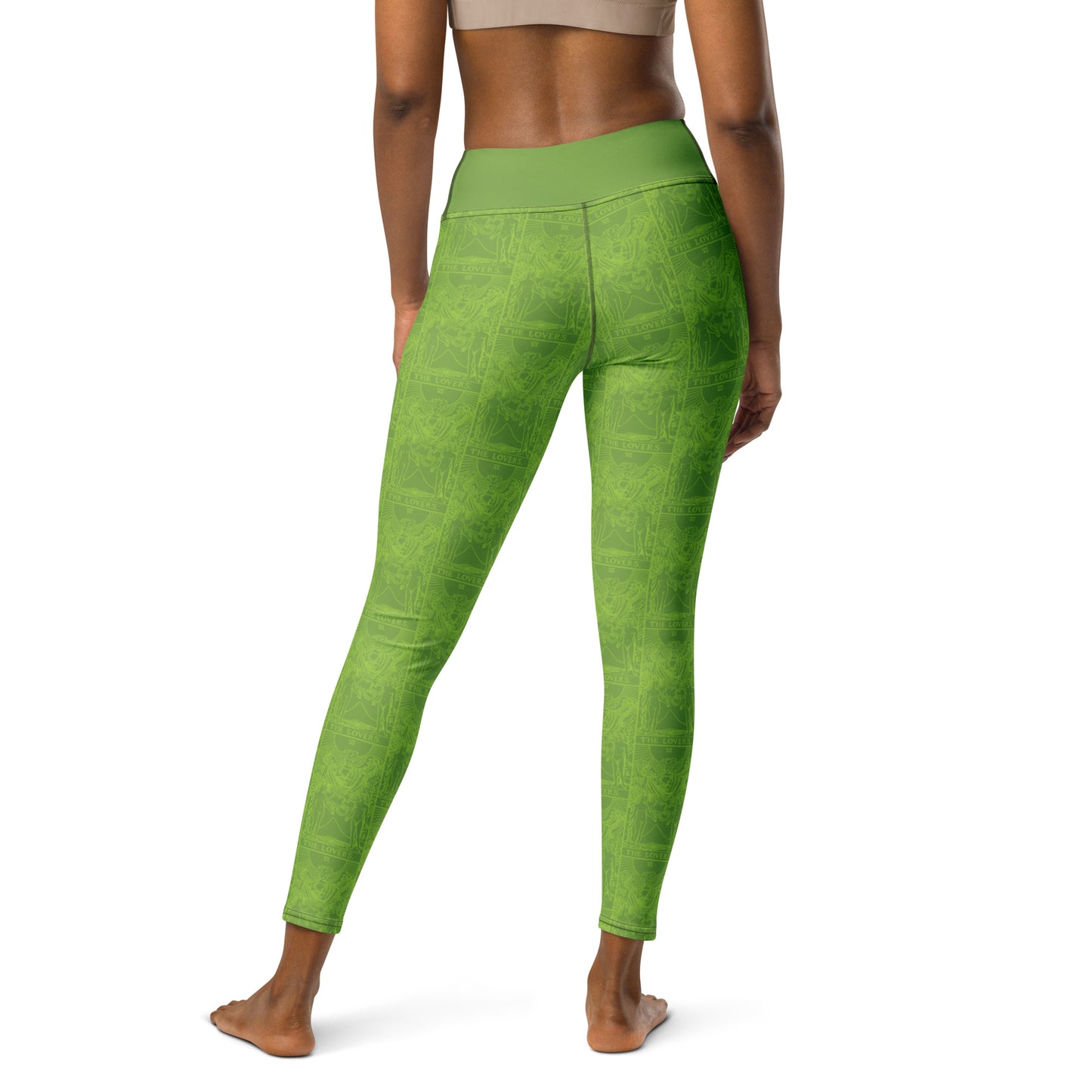 The Lovers Tarot Card Yoga Leggings in Green