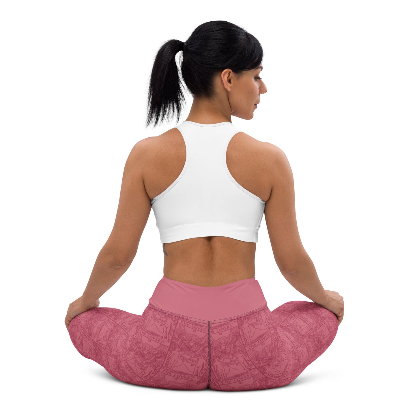 The Lovers Tarot Card Yoga Leggings in Pink