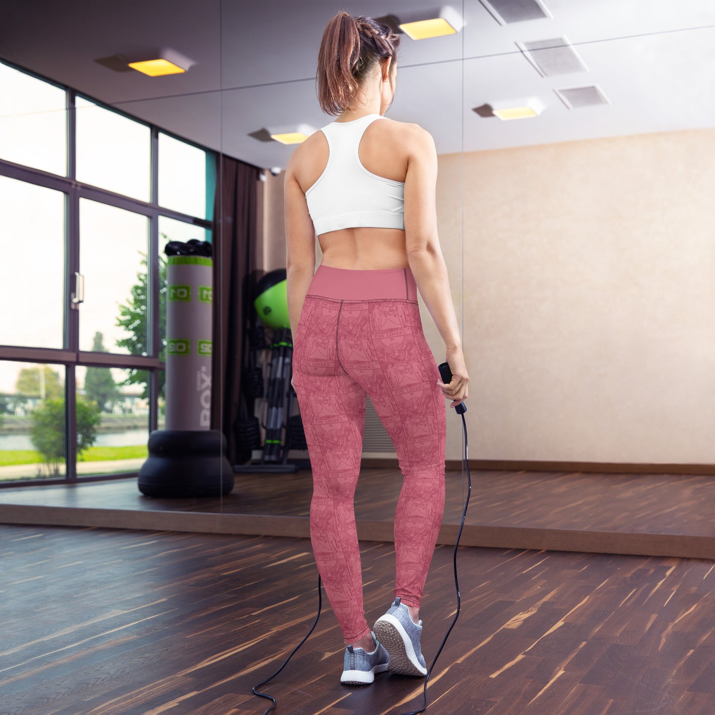 The Lovers Tarot Card Yoga Leggings in Pink