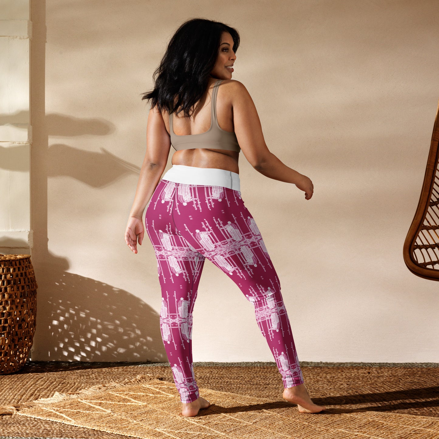 Original Three of Wands Tarot Card Leggings - White