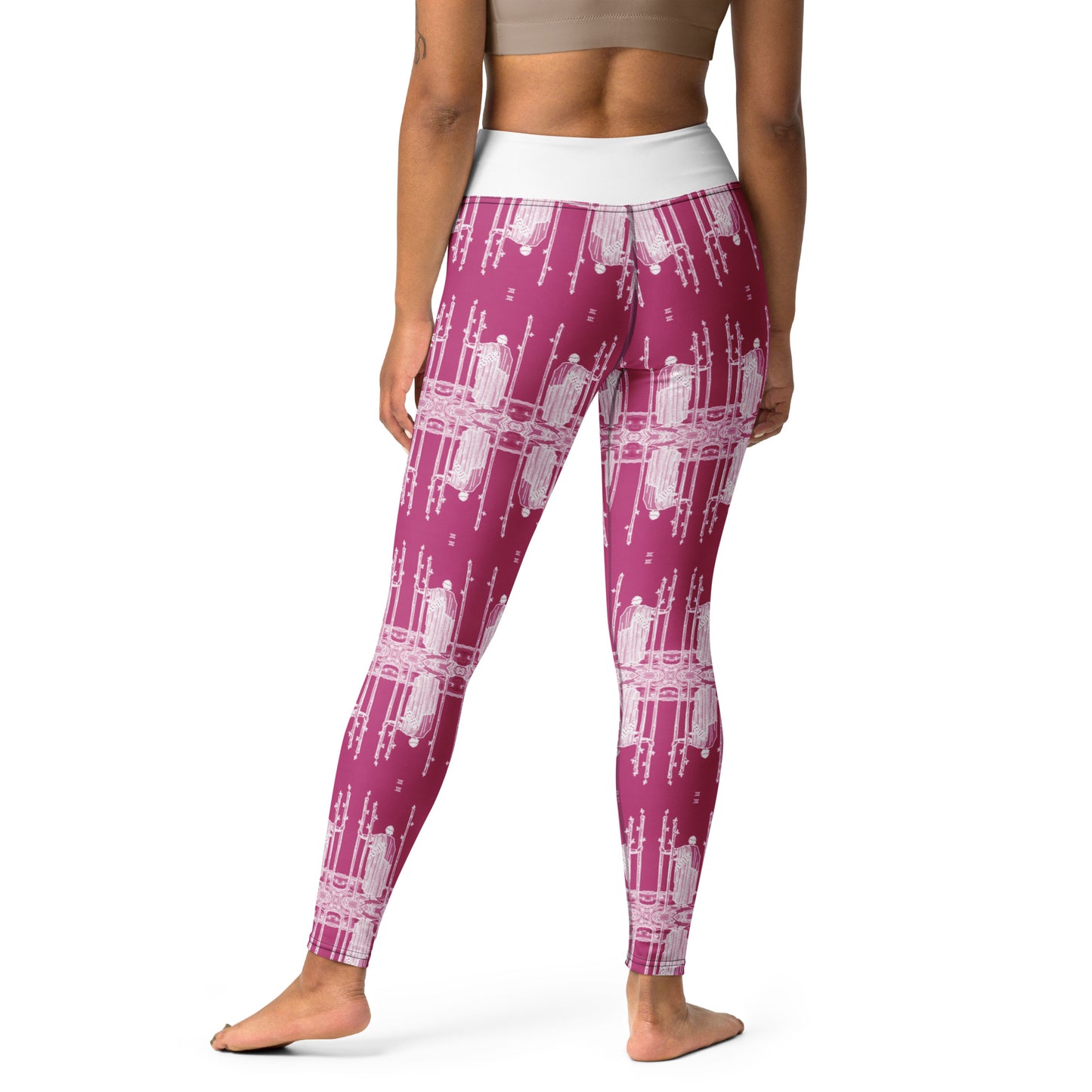 Original Three of Wands Tarot Card Leggings - White