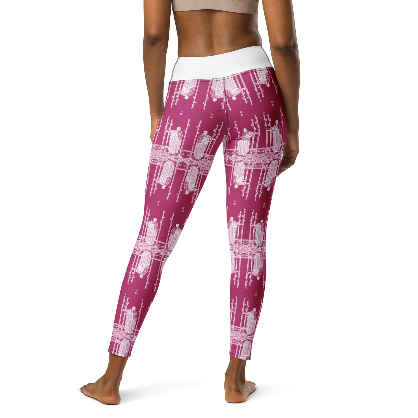 Original Three of Wands Tarot Card Leggings - White