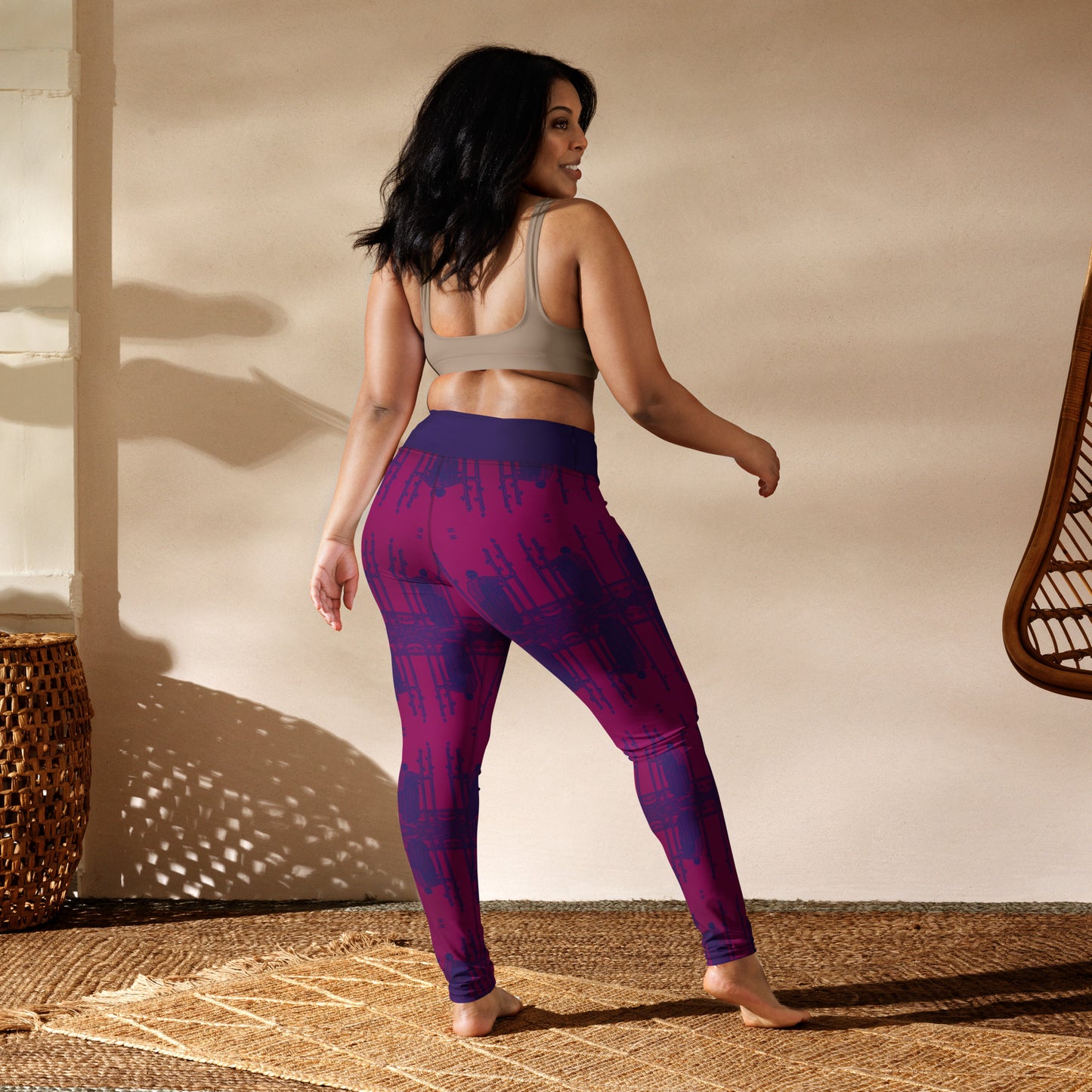 The Three of Wands Tarot Card Leggings - Purple
