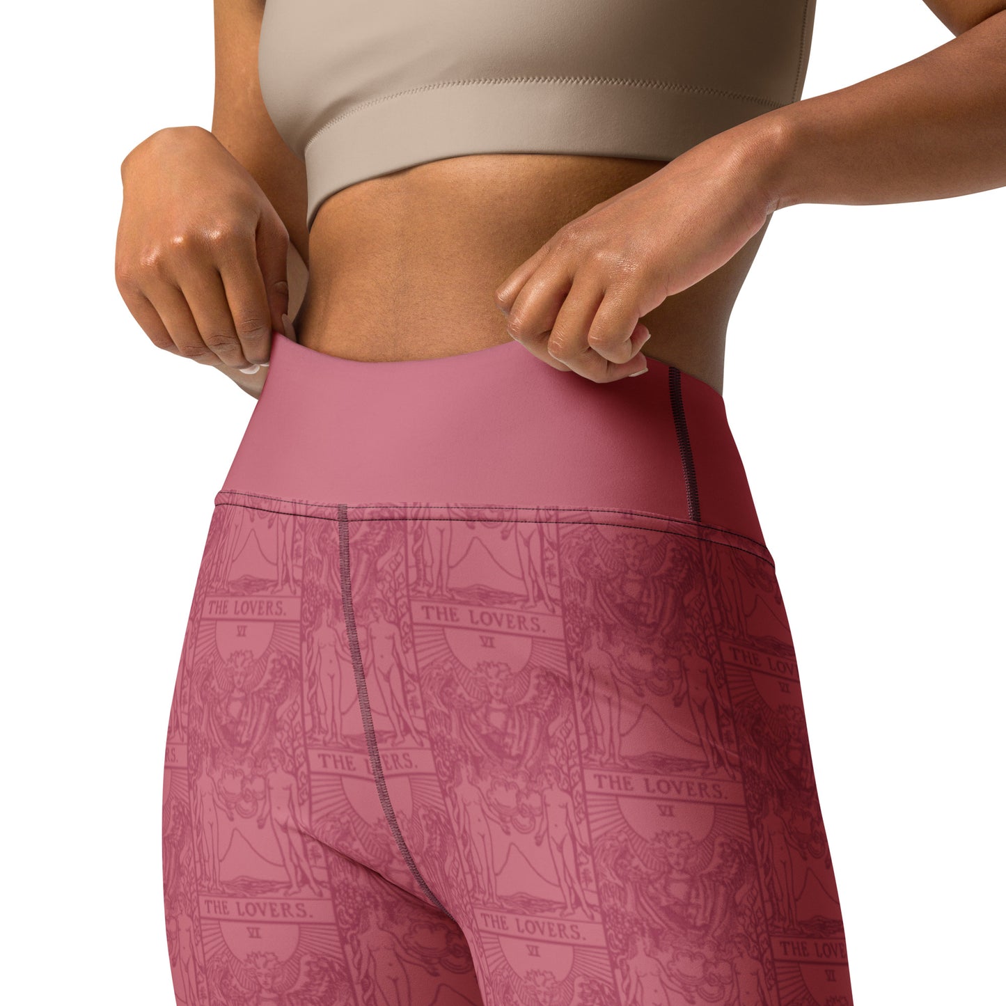 The Lovers Tarot Card Yoga Leggings in Pink