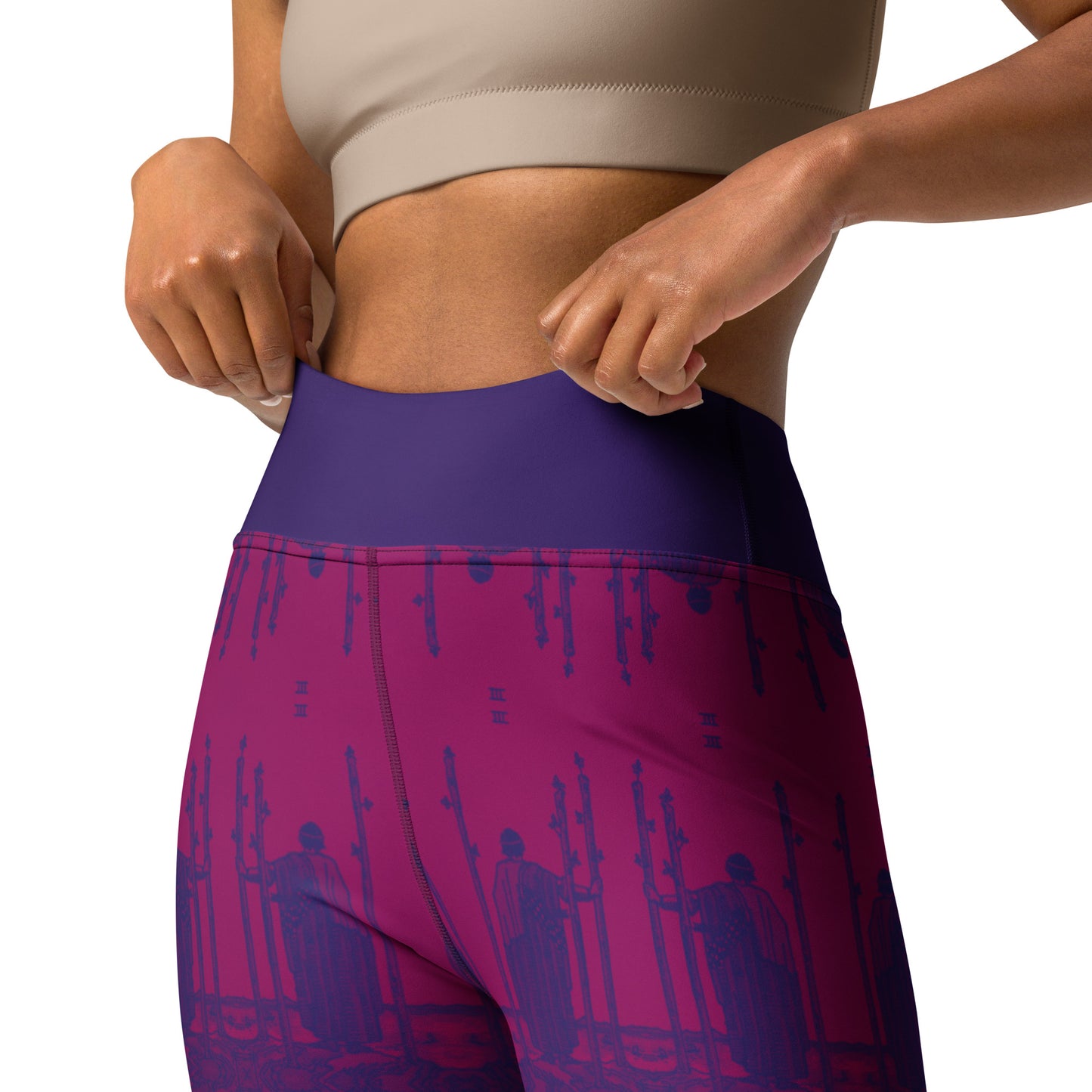 The Three of Wands Tarot Card Leggings - Purple