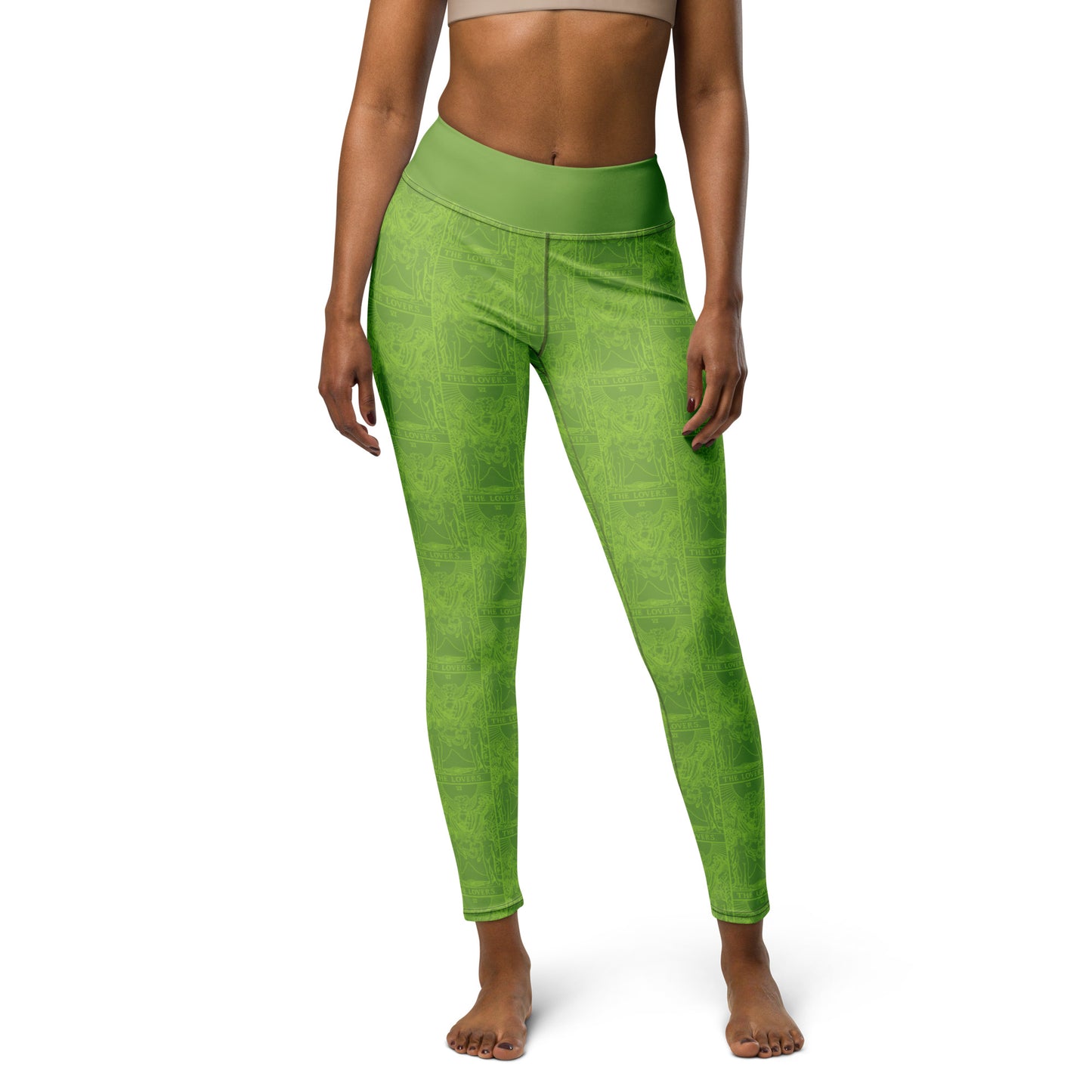 The Lovers Tarot Card Yoga Leggings in Green