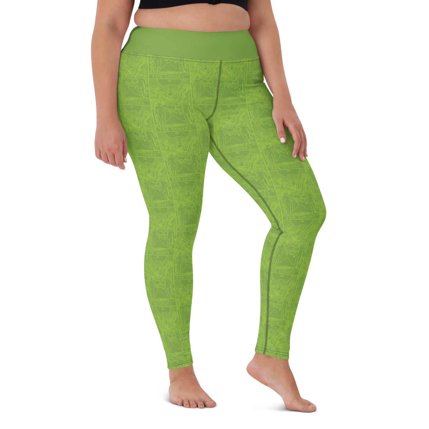 The Lovers Tarot Card Yoga Leggings in Green
