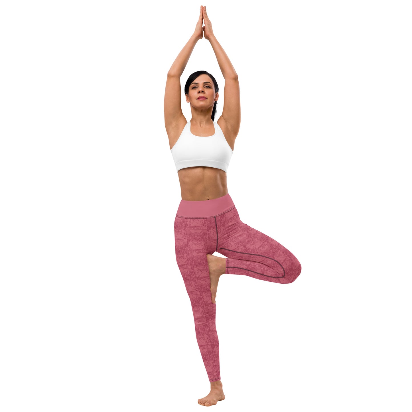 The Lovers Tarot Card Yoga Leggings in Pink