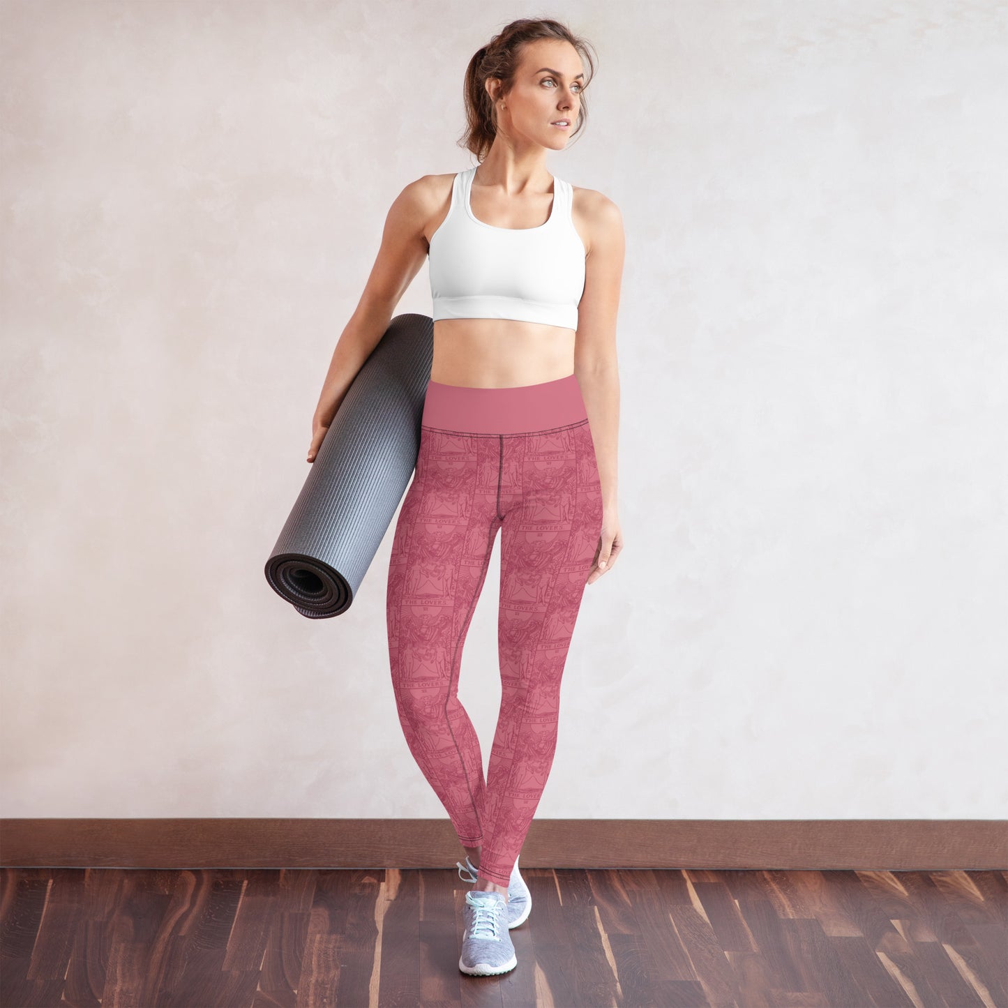 The Lovers Tarot Card Yoga Leggings in Pink