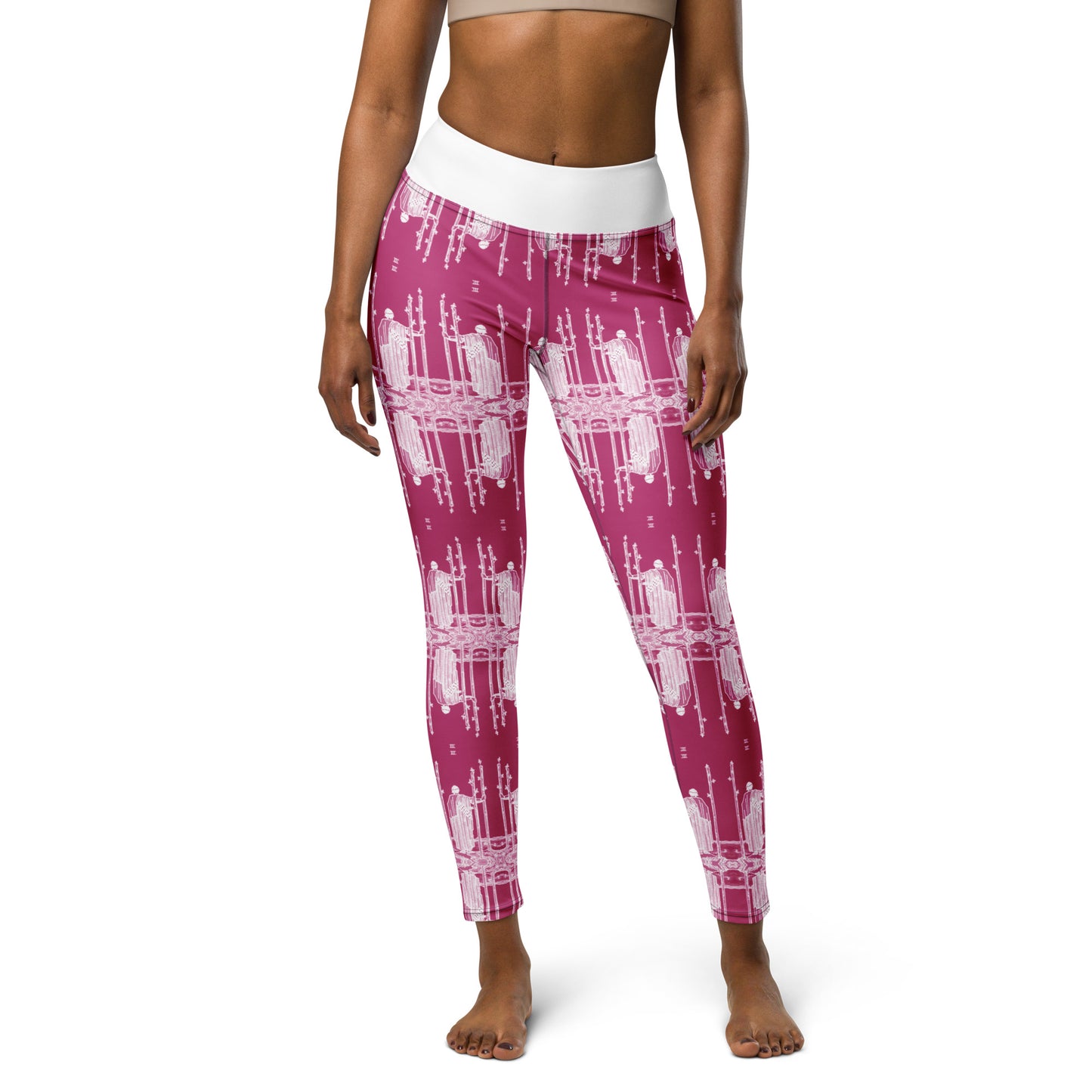 Original Three of Wands Tarot Card Leggings - White