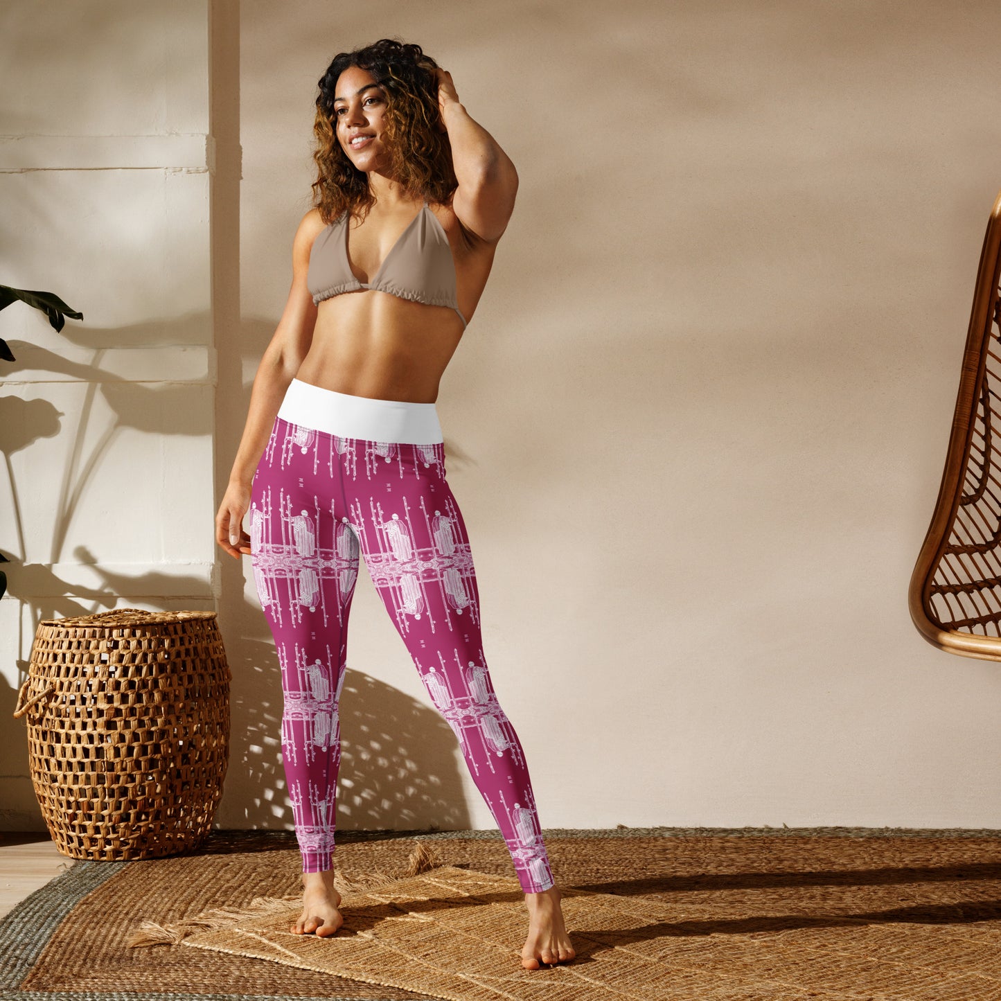 Original Three of Wands Tarot Card Leggings - White