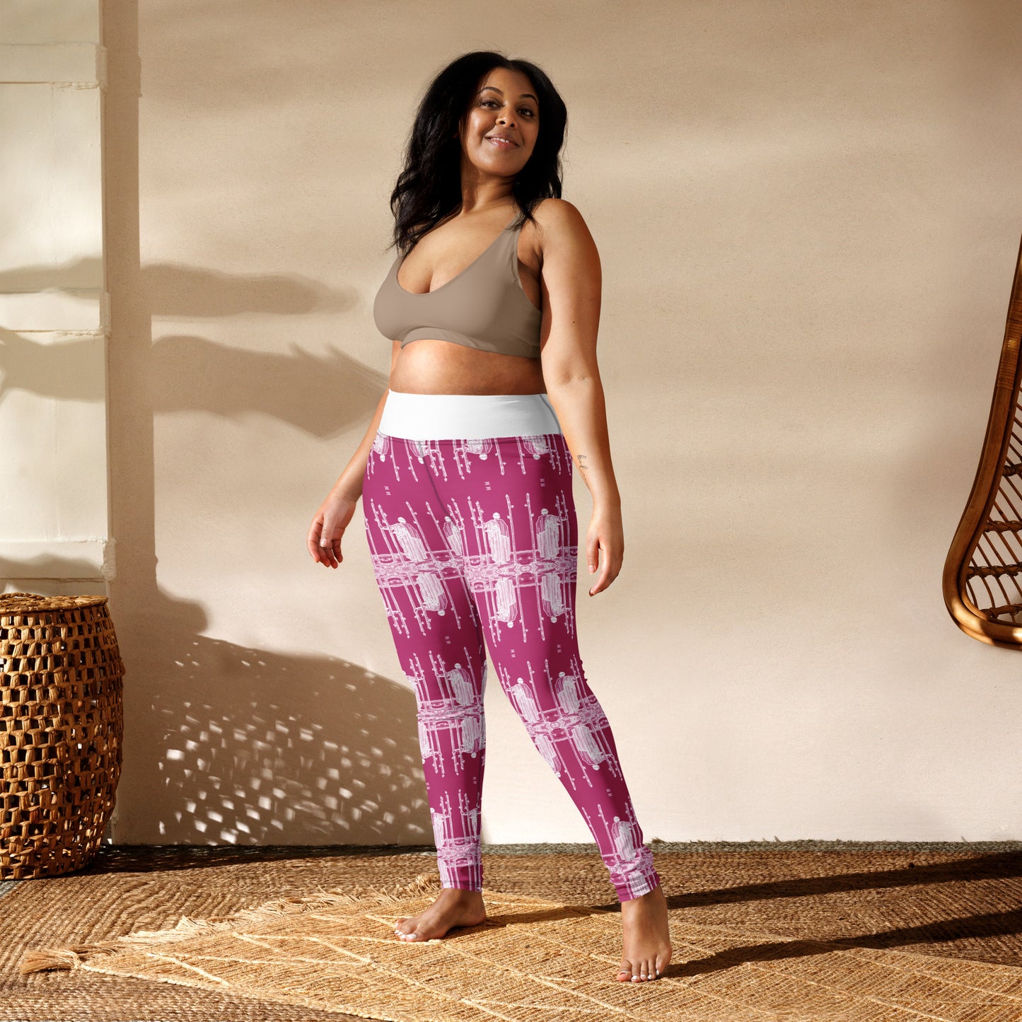Original Three of Wands Tarot Card Leggings - White