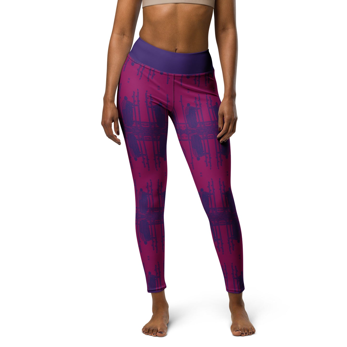 The Three of Wands Tarot Card Leggings - Purple