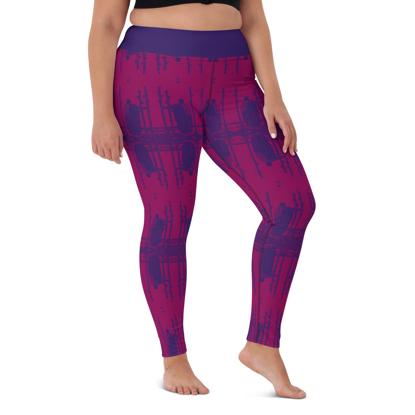 The Three of Wands Tarot Card Leggings - Purple