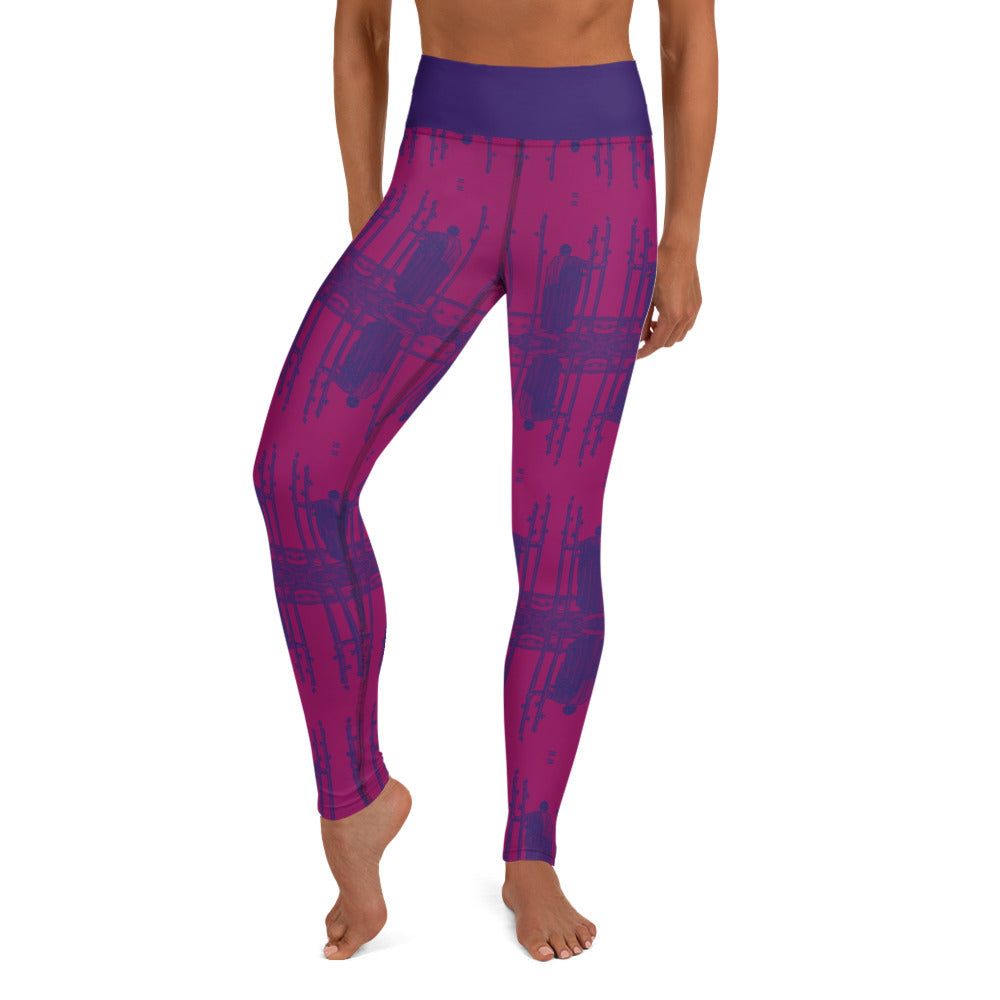 The Three of Wands Tarot Card Leggings - Purple