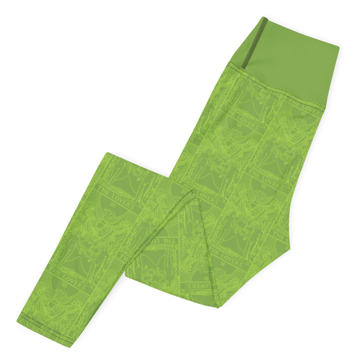 The Lovers Tarot Card Yoga Leggings in Green