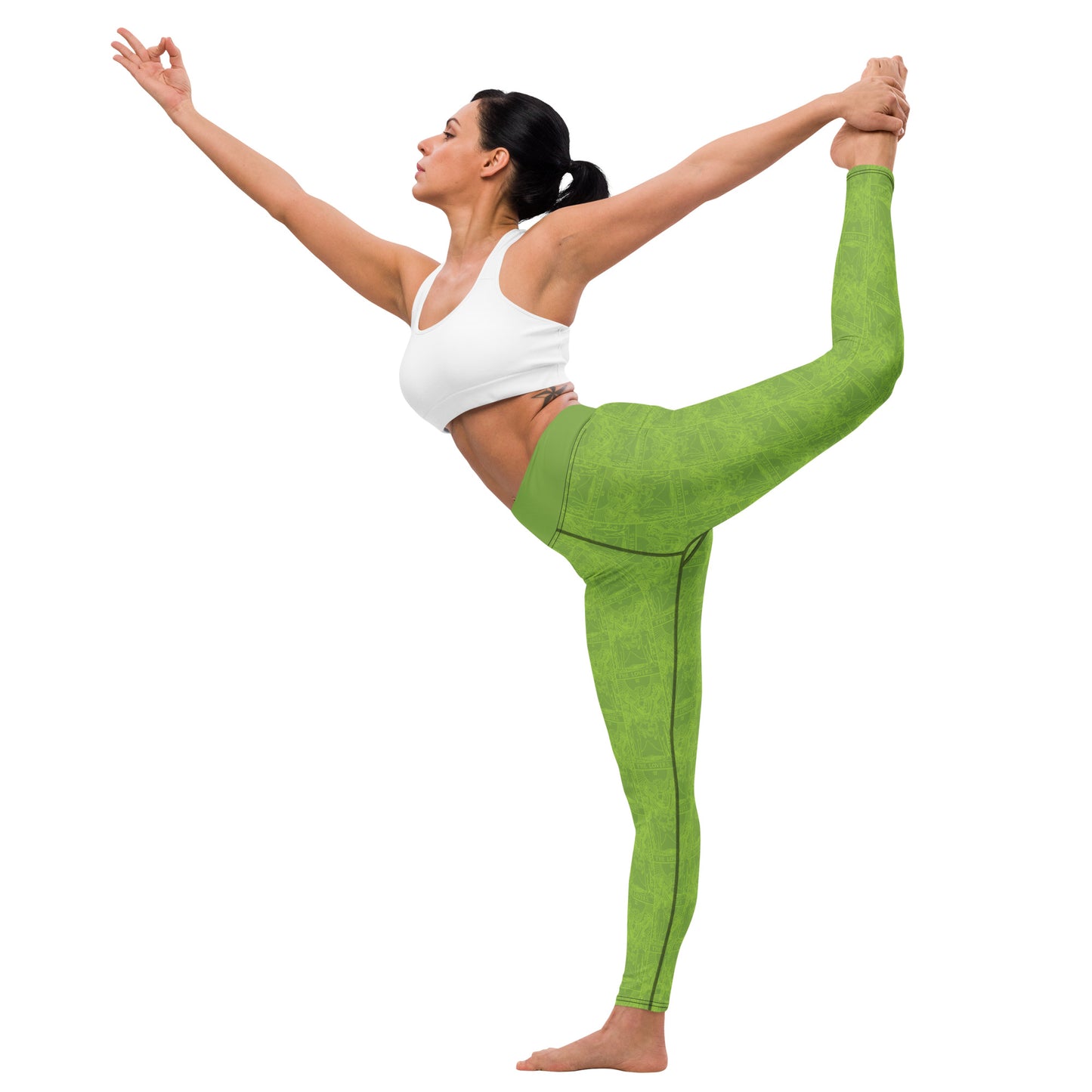 The Lovers Tarot Card Yoga Leggings in Green