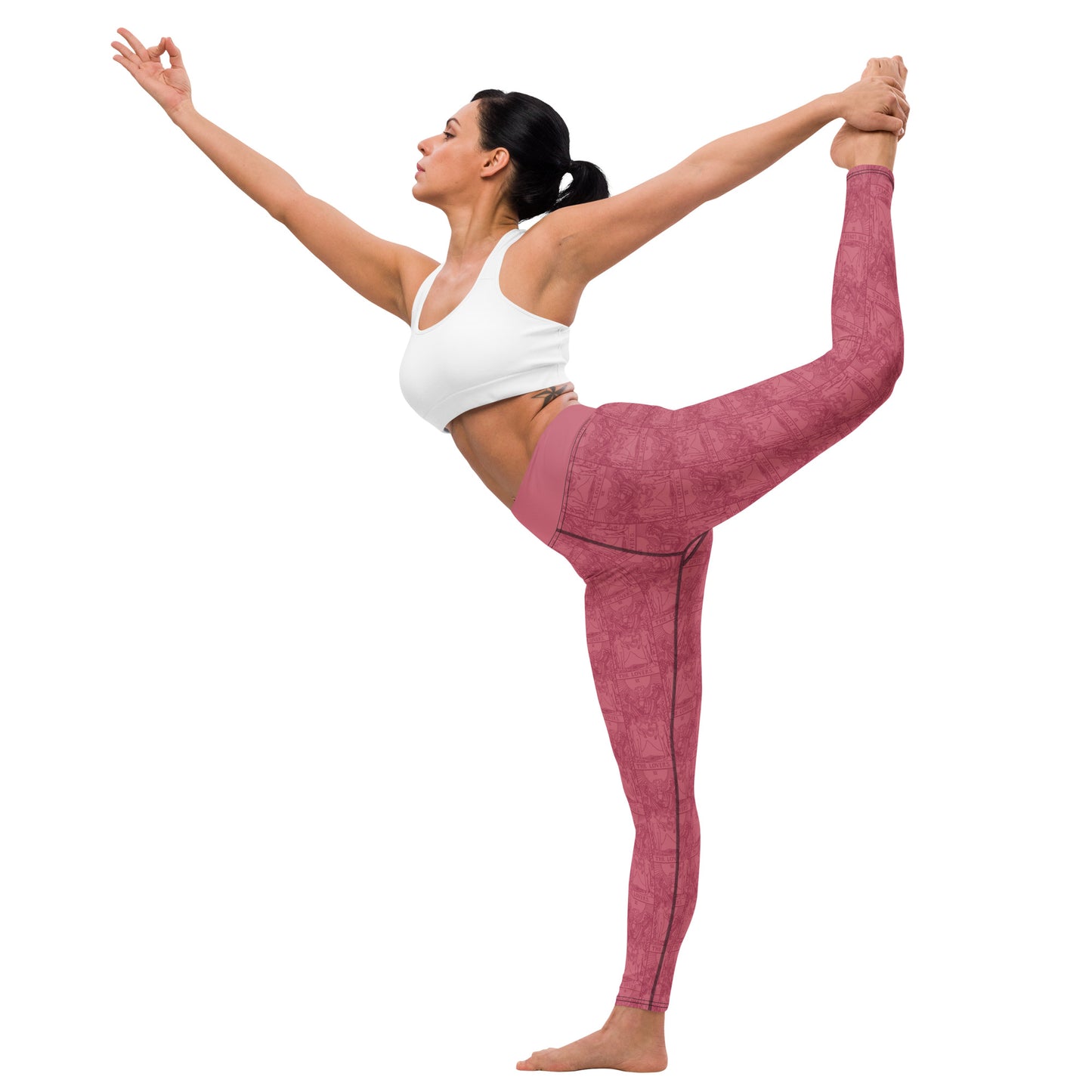 The Lovers Tarot Card Yoga Leggings in Pink