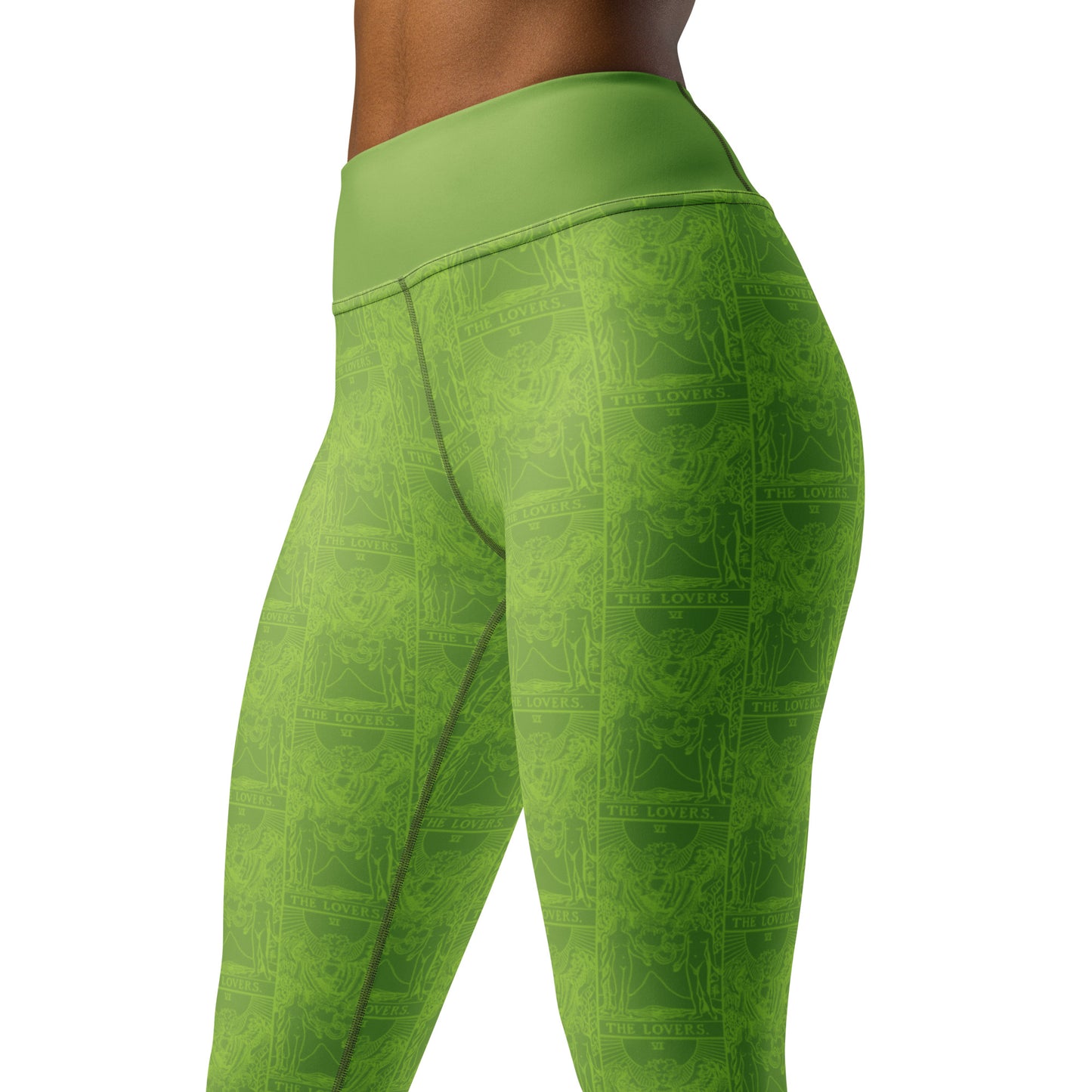 The Lovers Tarot Card Yoga Leggings in Green