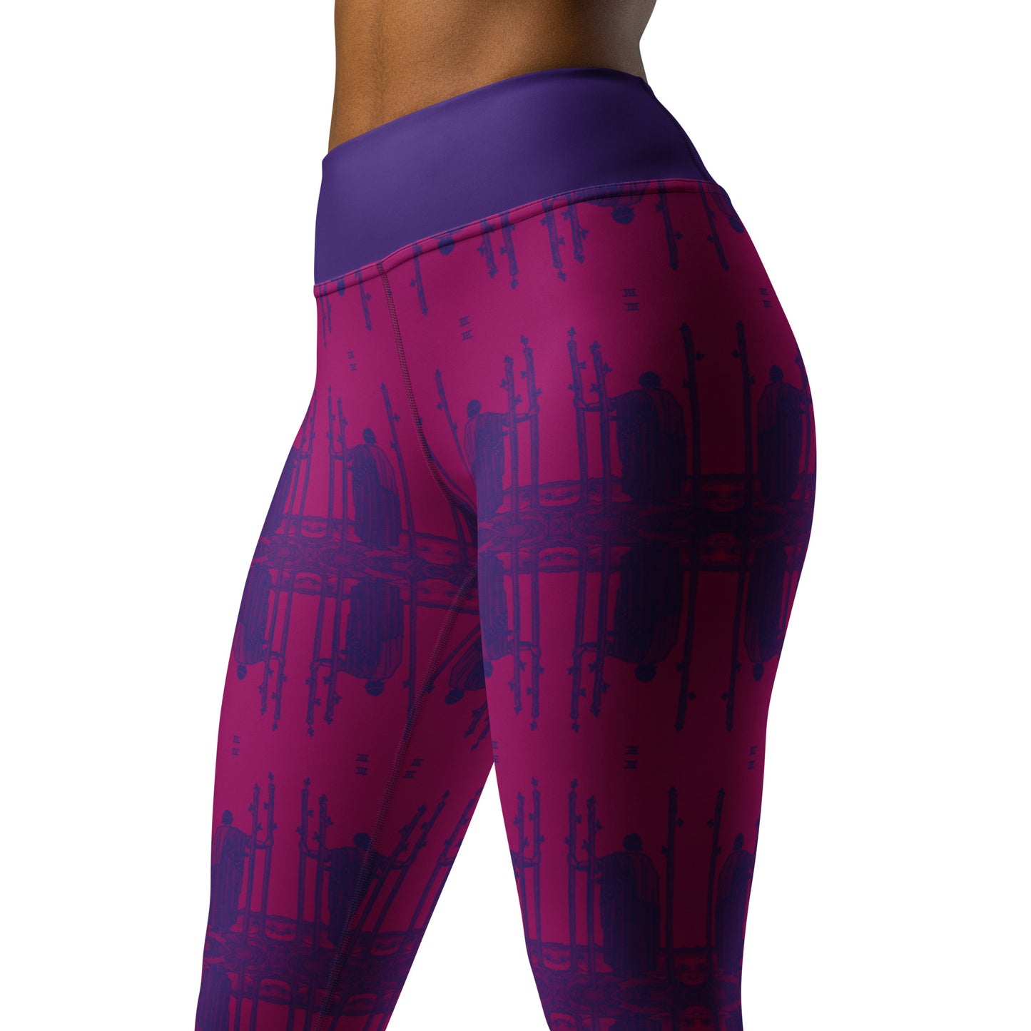 The Three of Wands Tarot Card Leggings - Purple
