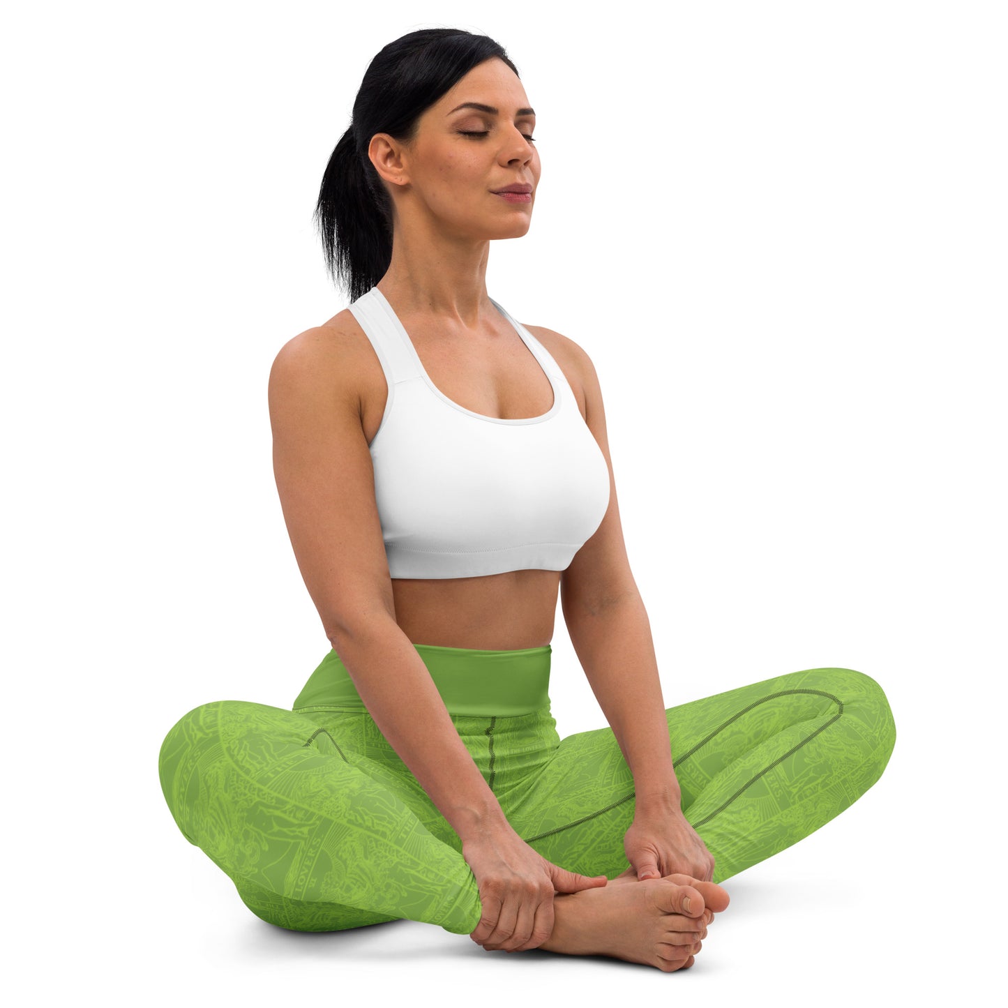 The Lovers Tarot Card Yoga Leggings in Green