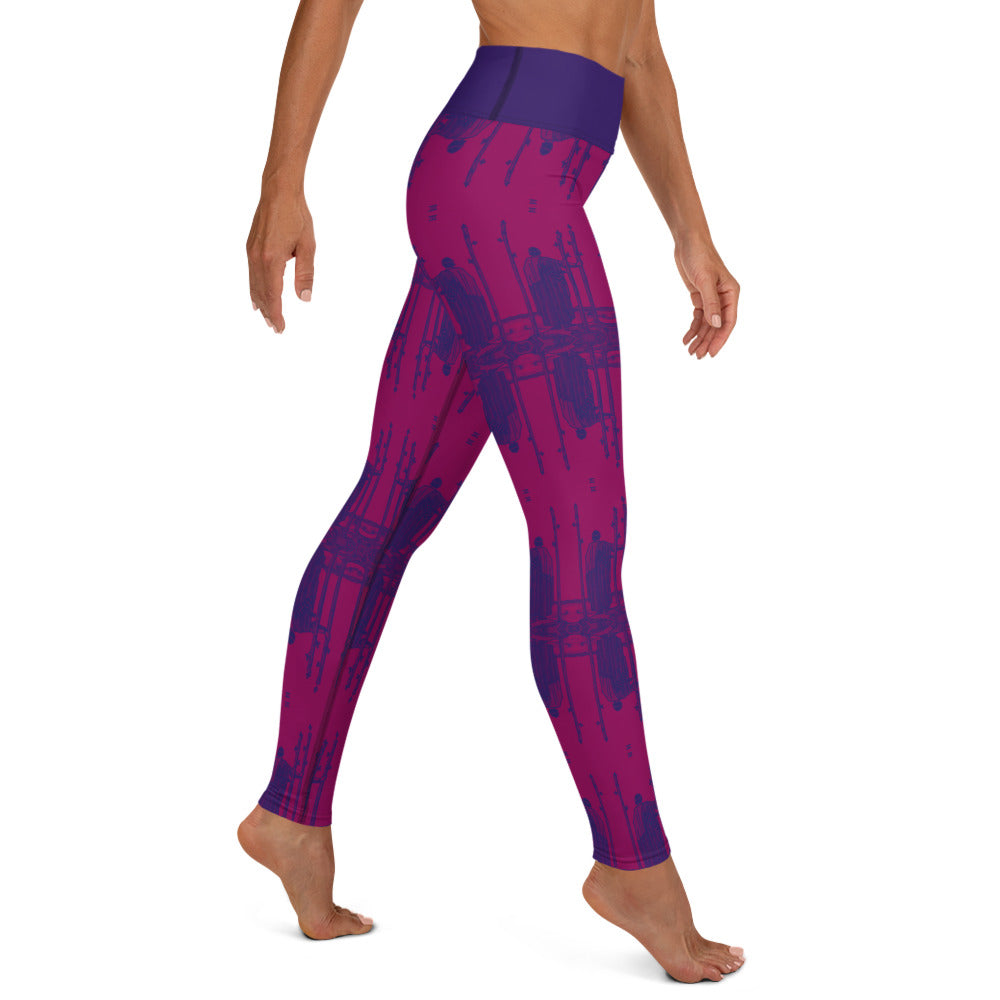 The Three of Wands Tarot Card Leggings - Purple