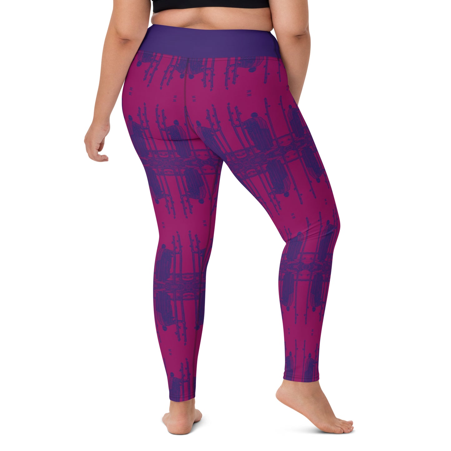 The Three of Wands Tarot Card Leggings - Purple