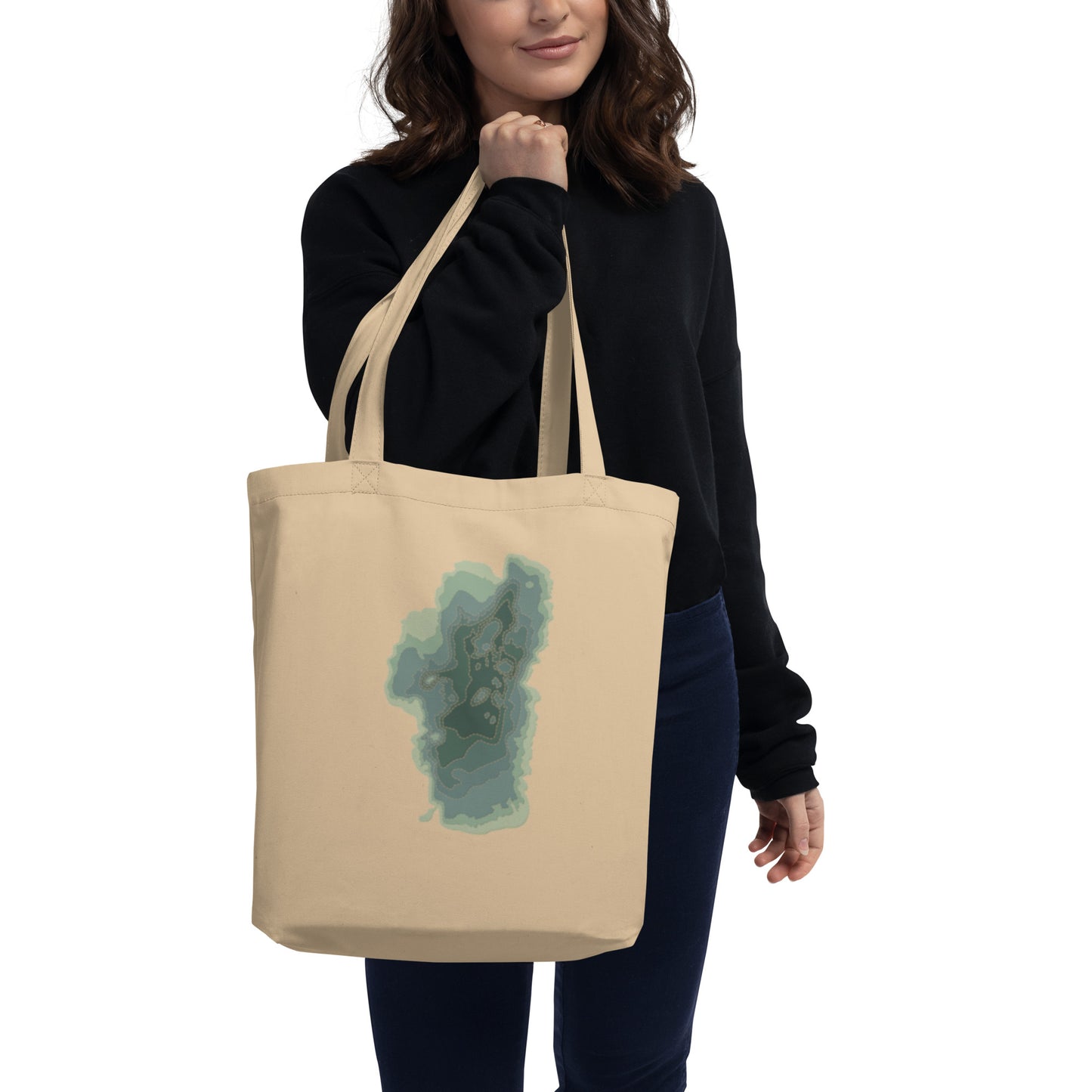 Green Tahoe Depth Map Tote Bag