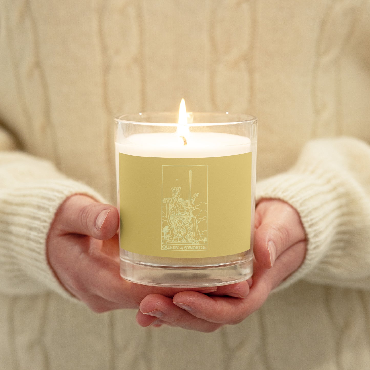 The Queen of Swords Card Scentless Soy Candle
