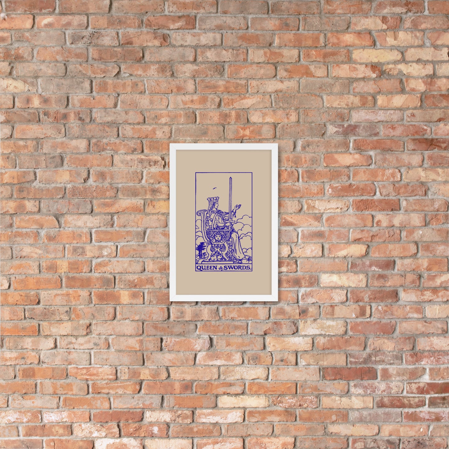 Queen of Swords Tarot Card, Framed