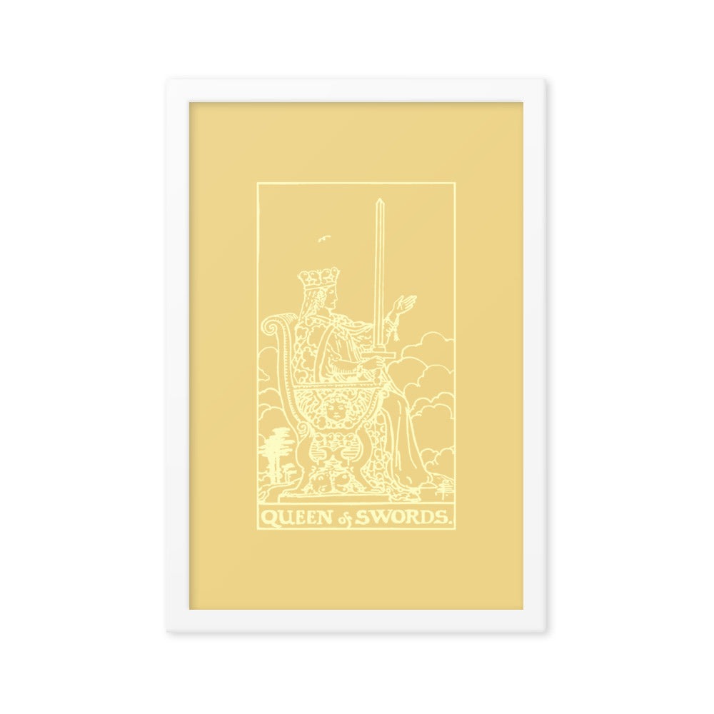 Queen of Swords Tarot Card, Framed