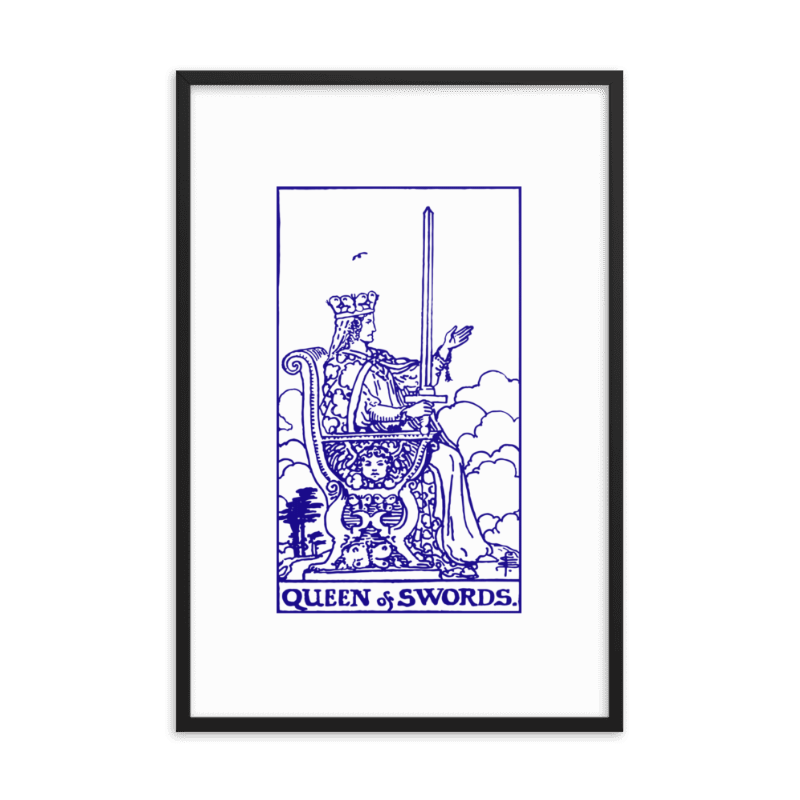 Queen of Swords Tarot Card, Framed