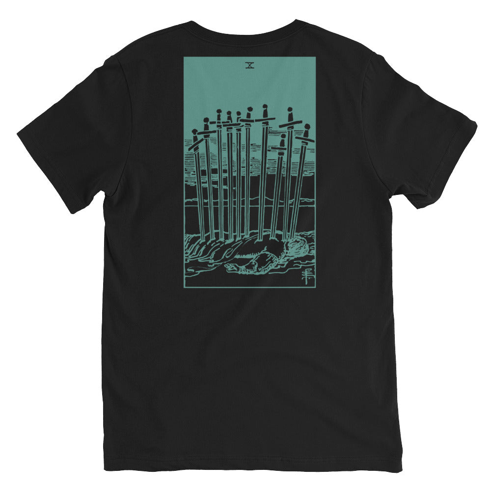 Ten of Swords Tarot Card V-Neck Tee