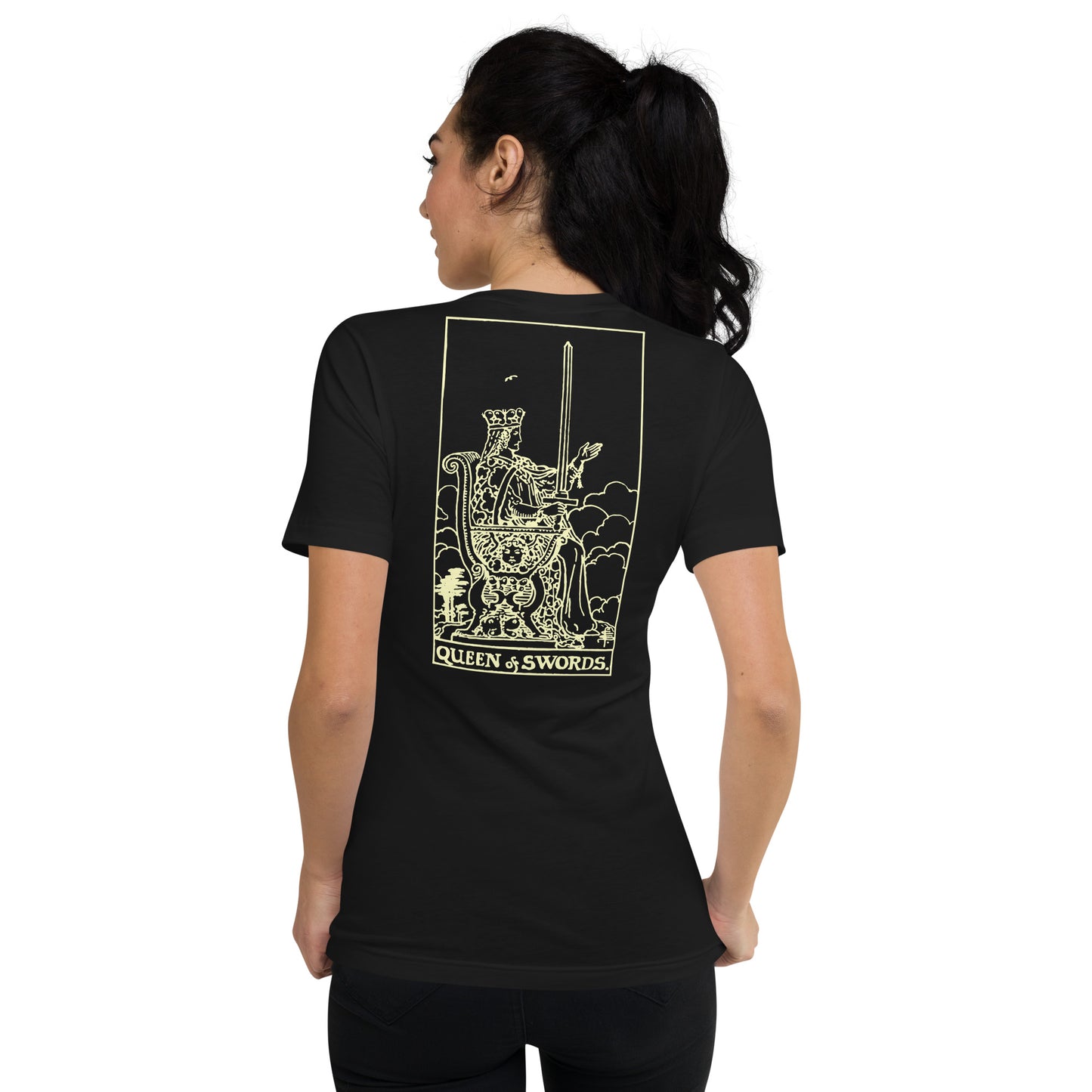 Queen of Swords Tarot Card V-Neck Tee