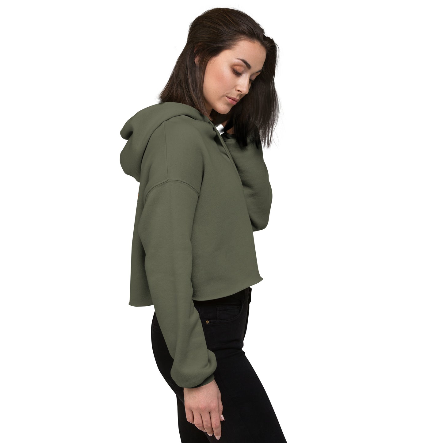California Poppies Cropped Hoodie - Green