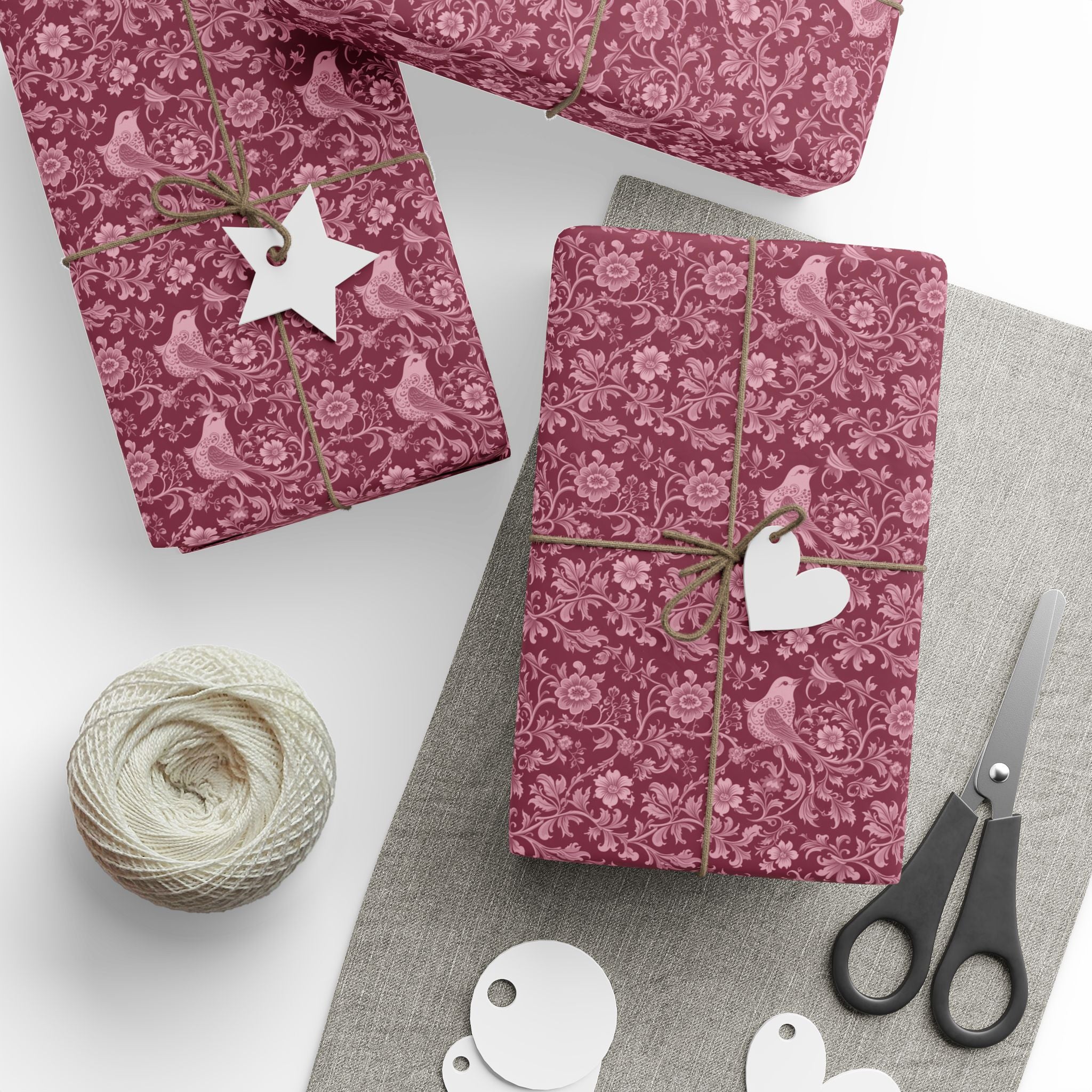 Ruby Toned Rococo Vines Gift Wrap