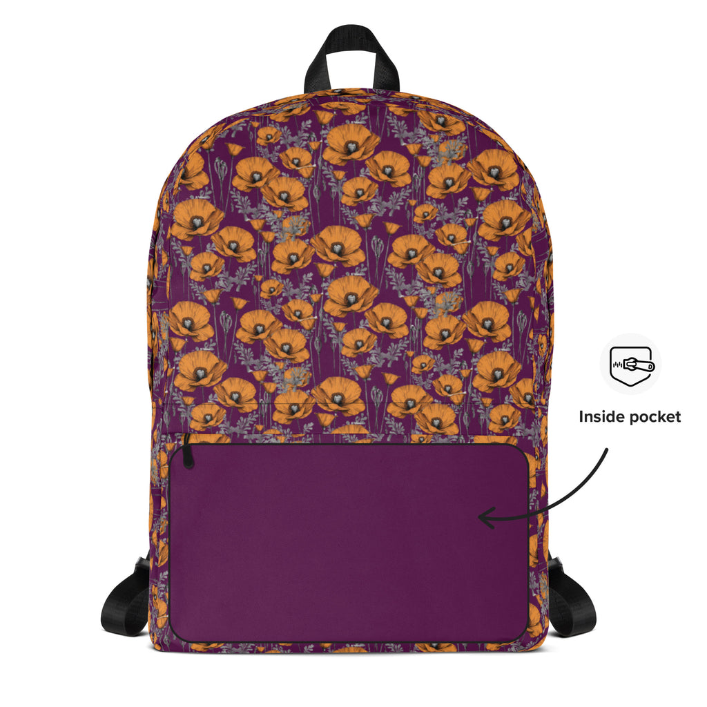 California Poppies Backpack for Kids in Purple