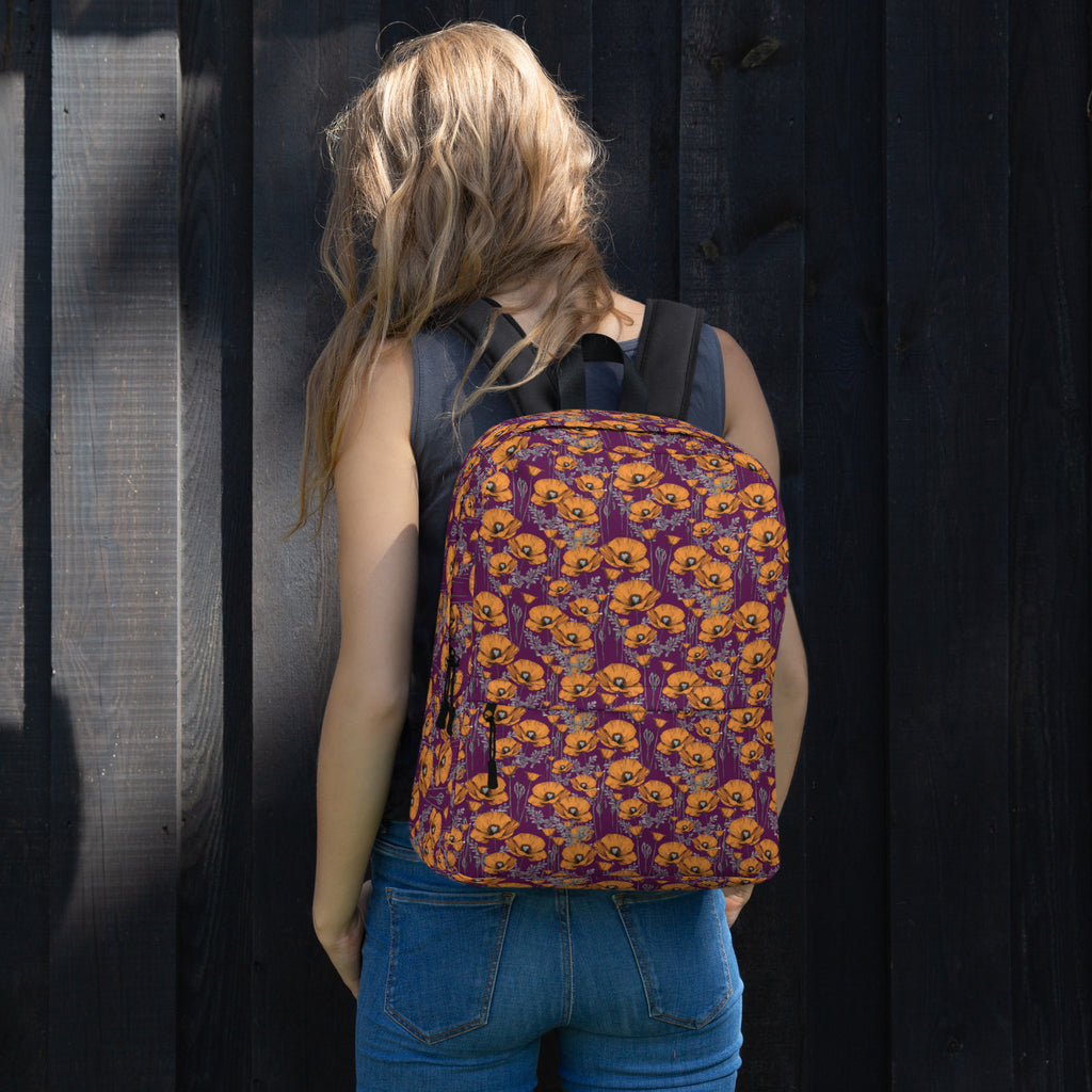 California Poppies Backpack for Kids in Purple