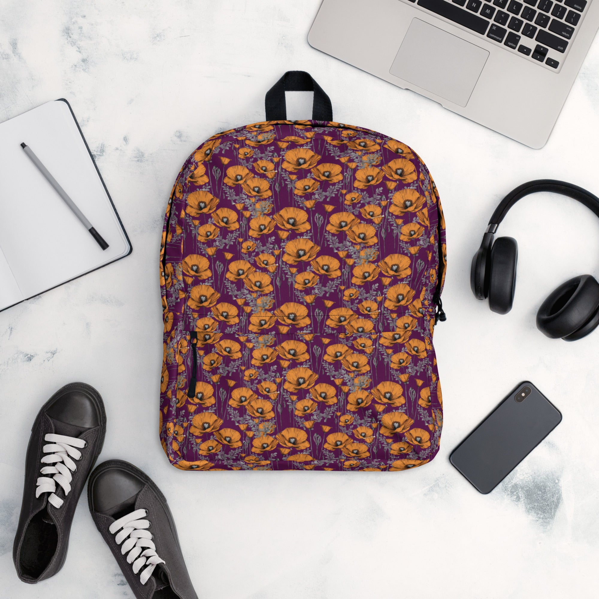 California Poppies Backpack for Kids in Purple