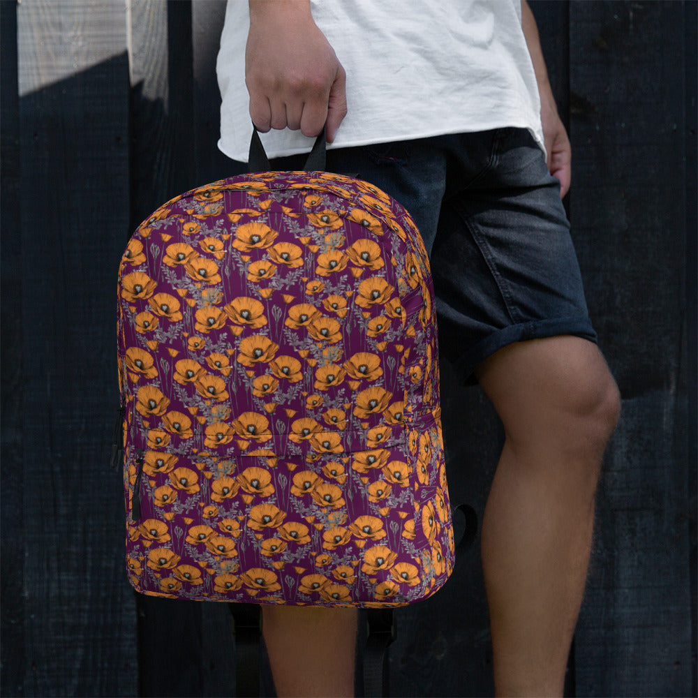 California Poppies Backpack for Kids in Purple